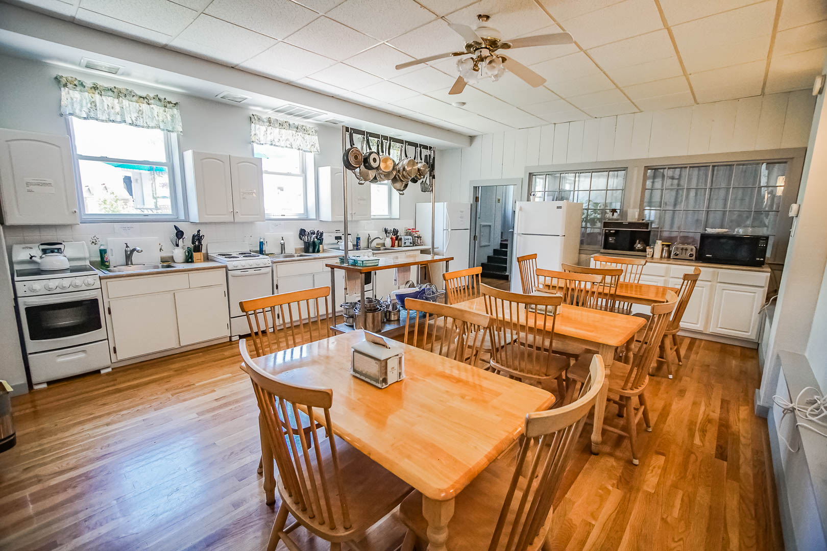 A welcoming communal kitchen at VRI's Harbor Landing Resort in Massachusetts.
